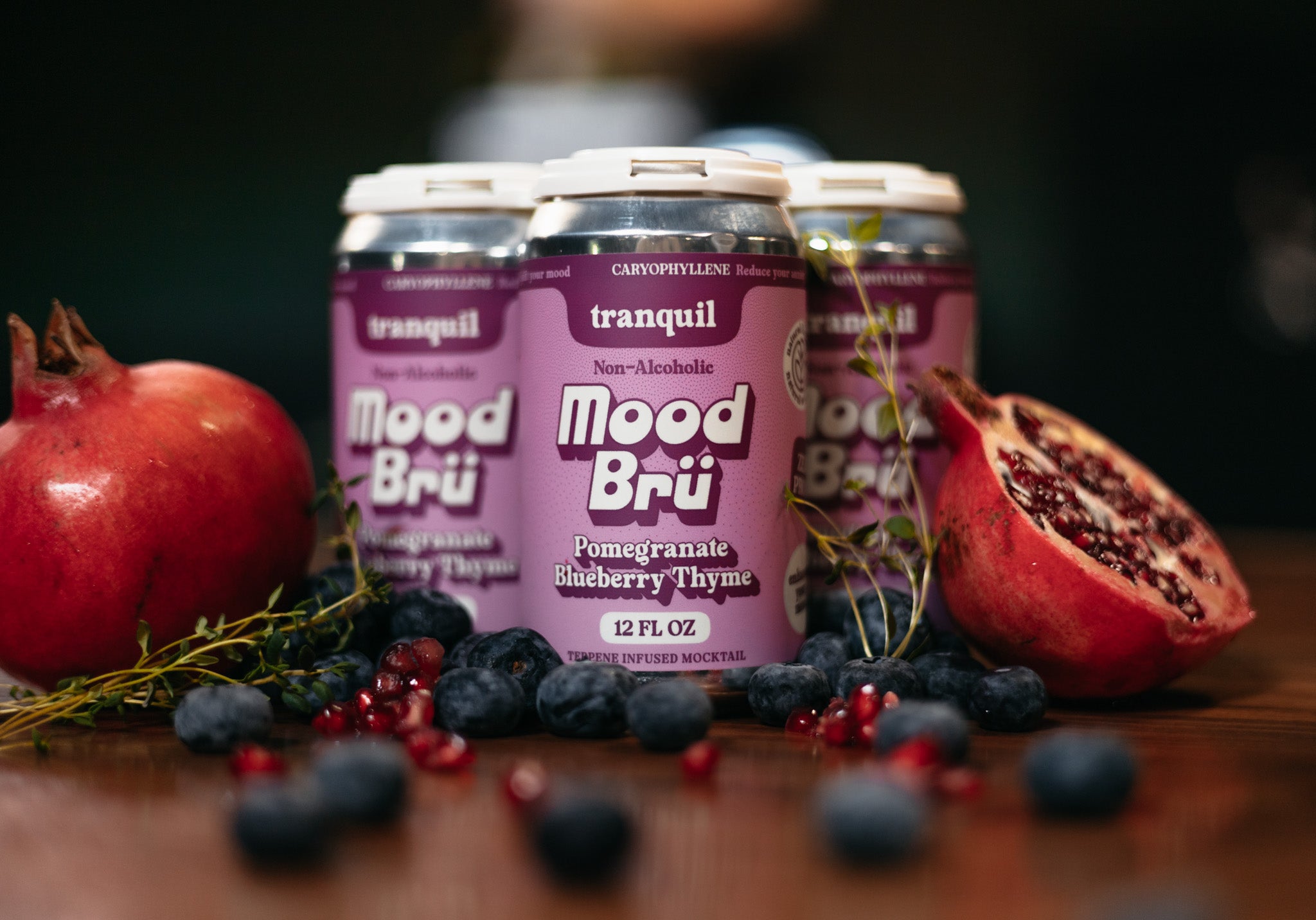 Pomegranate Blueberry Thyme Non-Alcoholic 12 Fl. Oz. Can – Mood Brü