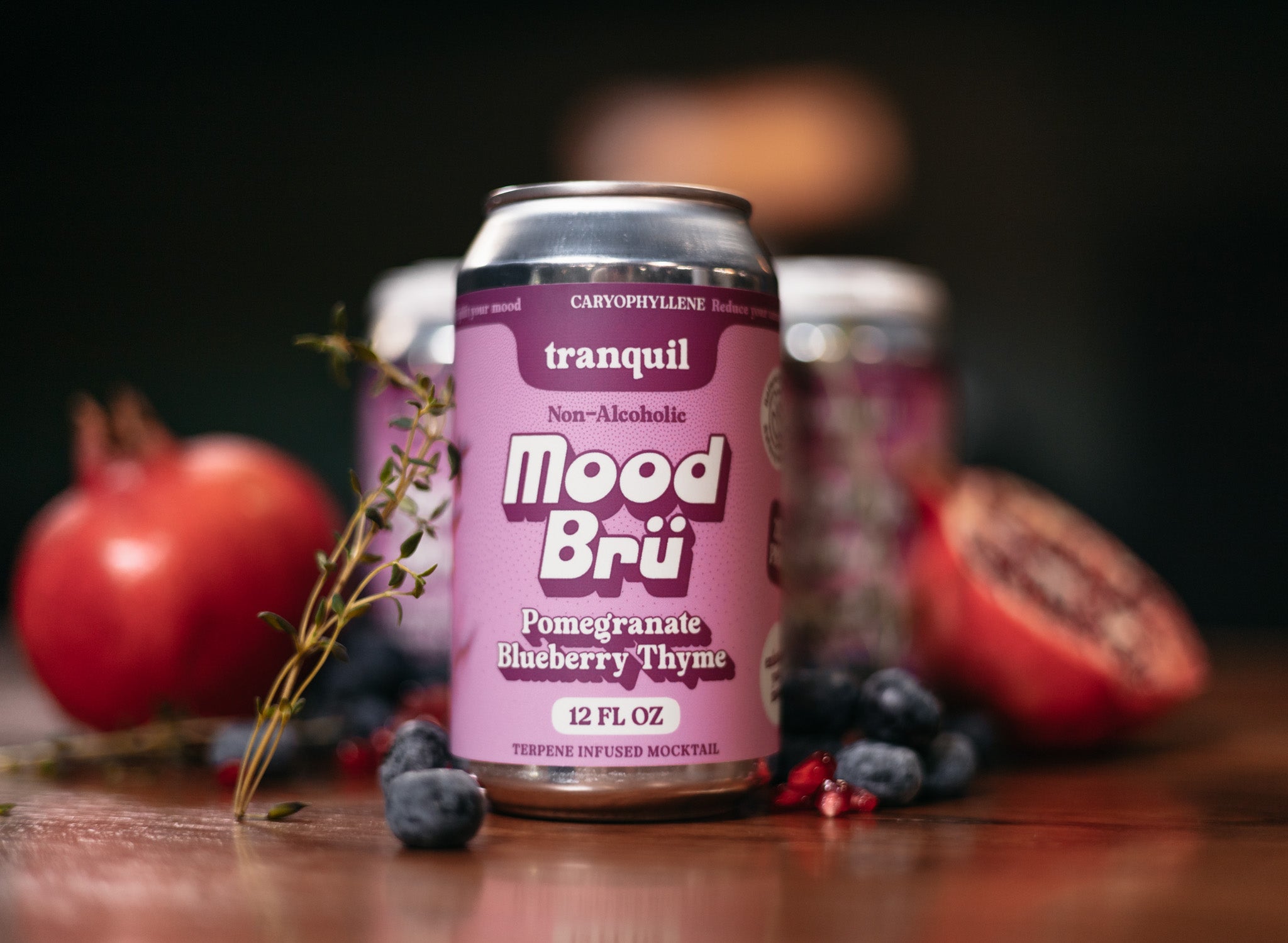 Pomegranate Blueberry Thyme Non-Alcoholic 12 Fl. Oz. Can – Mood Brü